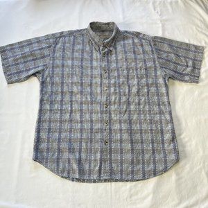 BOGARI STUDIO Men's Size Large Blue plaid Short Sleeve Button Down Shirt